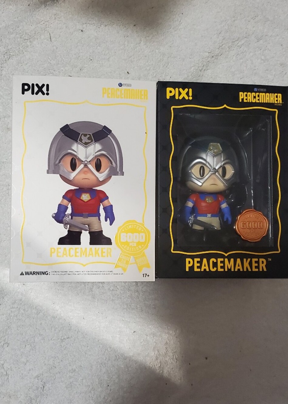 Peacemaker Collectible Action Figure - Silver Helmet, Red & Blue Outfit